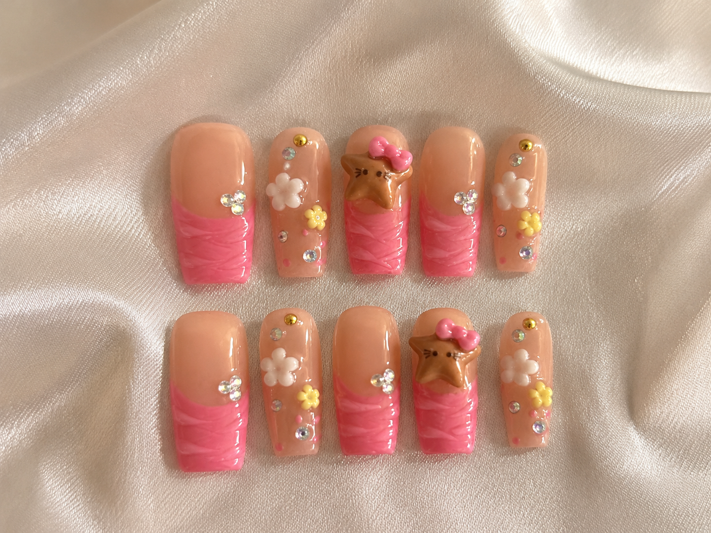 3D charm medium length nail