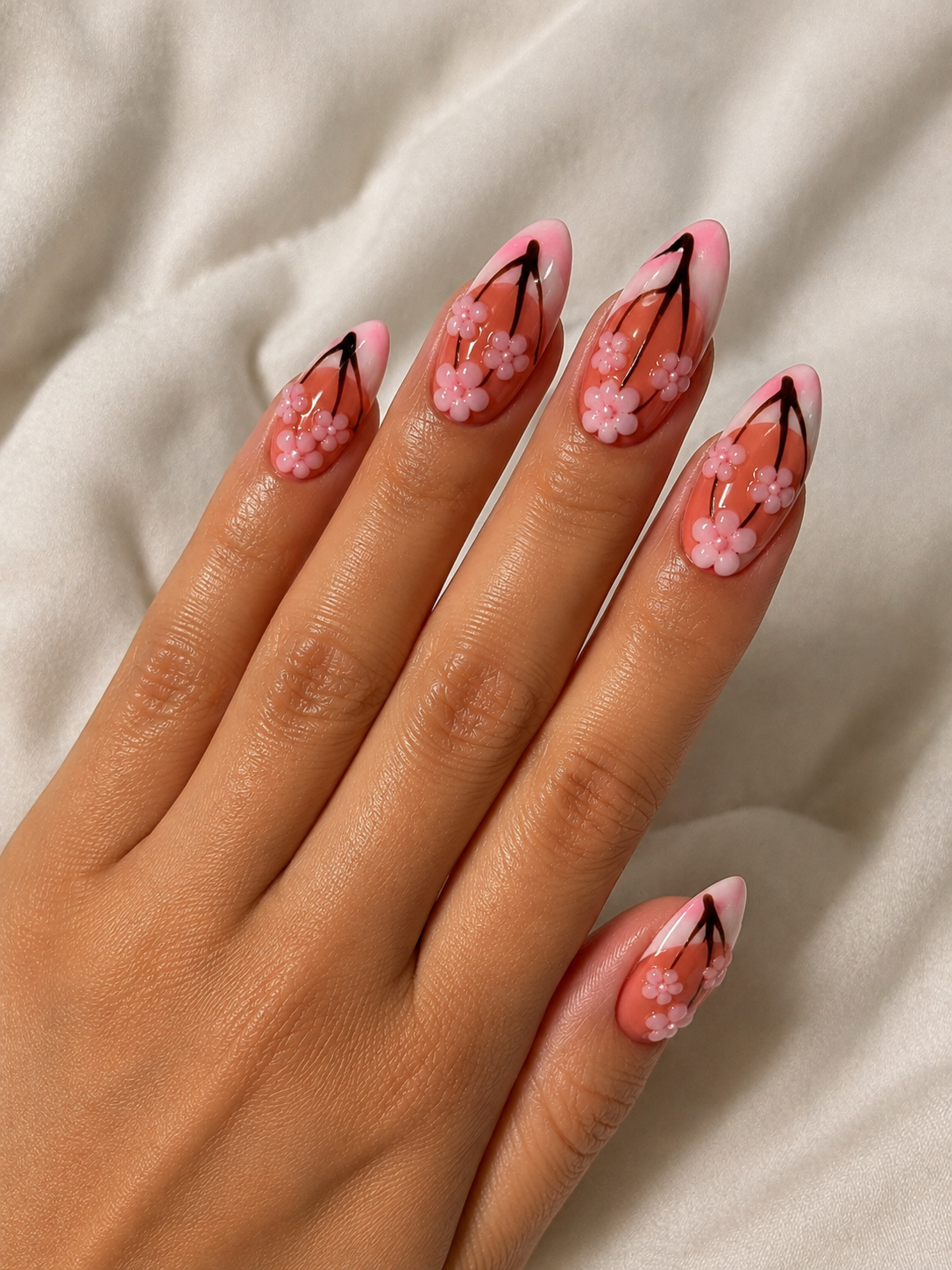 Cherry blossom Almond Nails