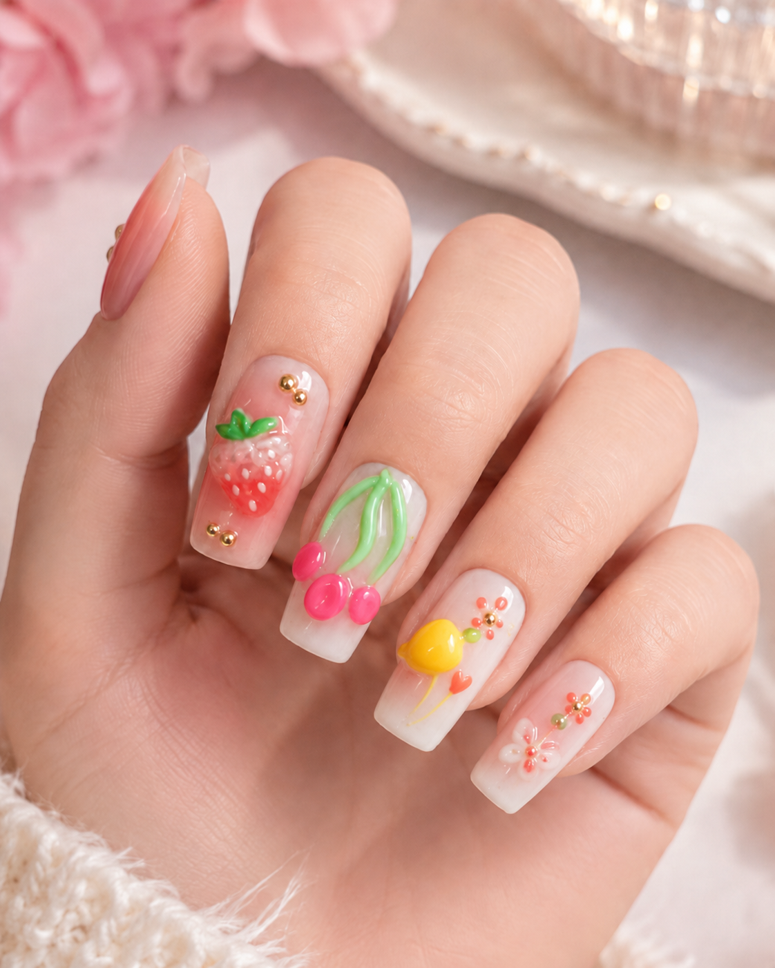 Fruit nails Medium length